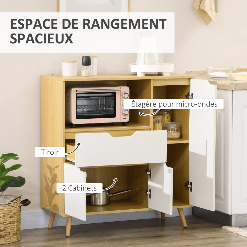 Mobiletto per microonde ¨C zephmum ¨C legno bianco 90x40x98,5 cm