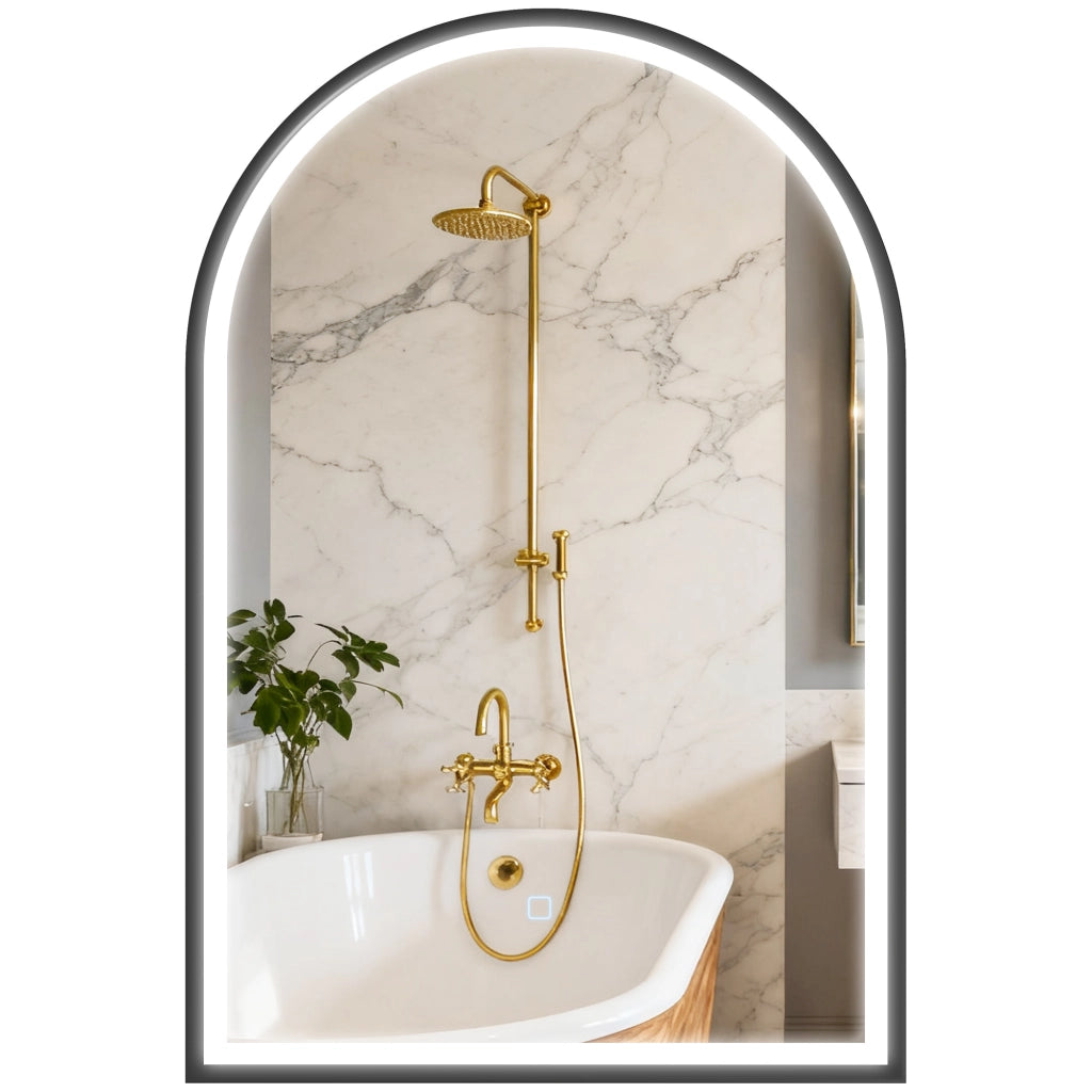 Specchio da Bagno con Luce LED ¨C Xylo ¨C 60x90 cm Nero Archeato Antivaho