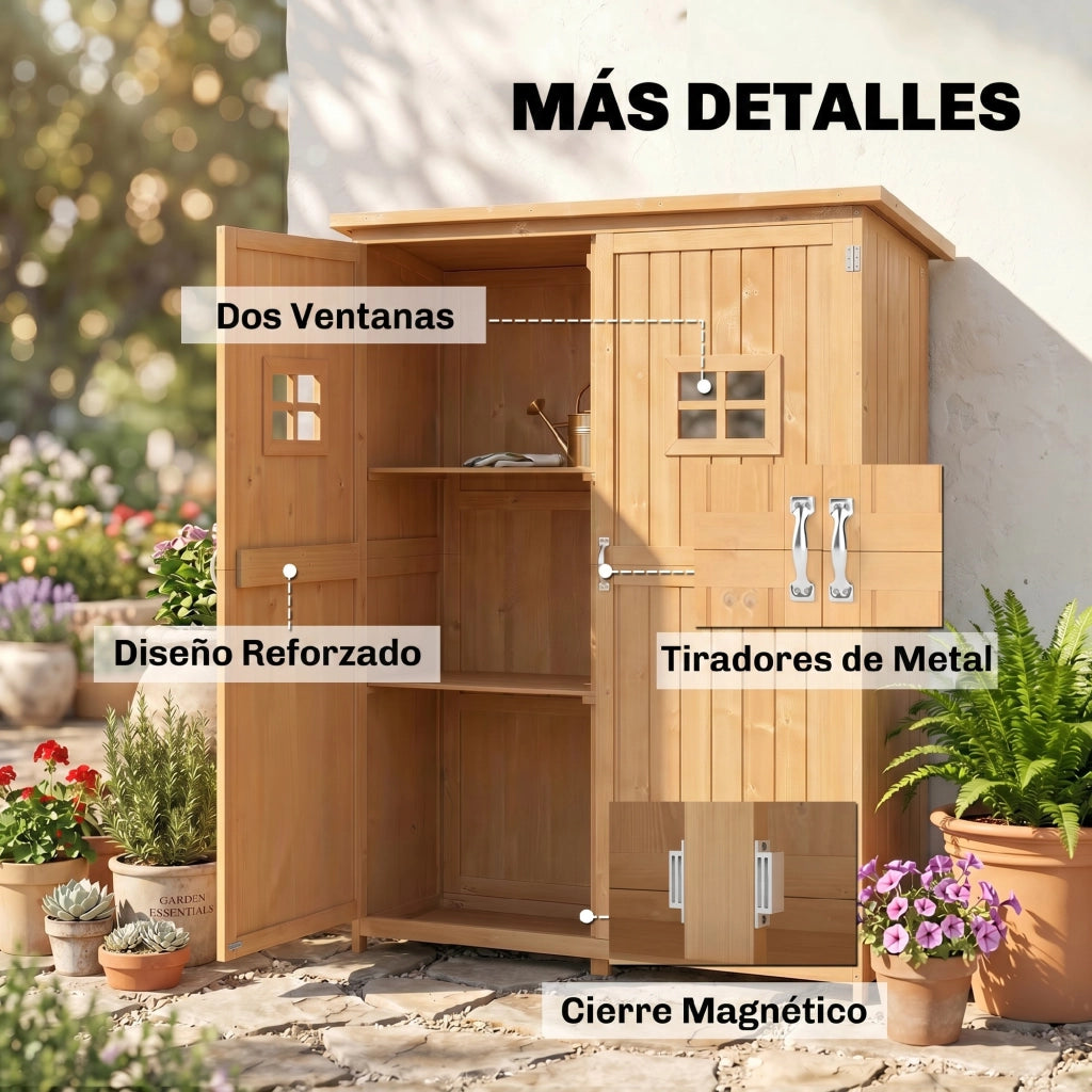 Armadio da Giardino in Legno ¨C zephmum ¨C 127.5x50x164 cm Natural