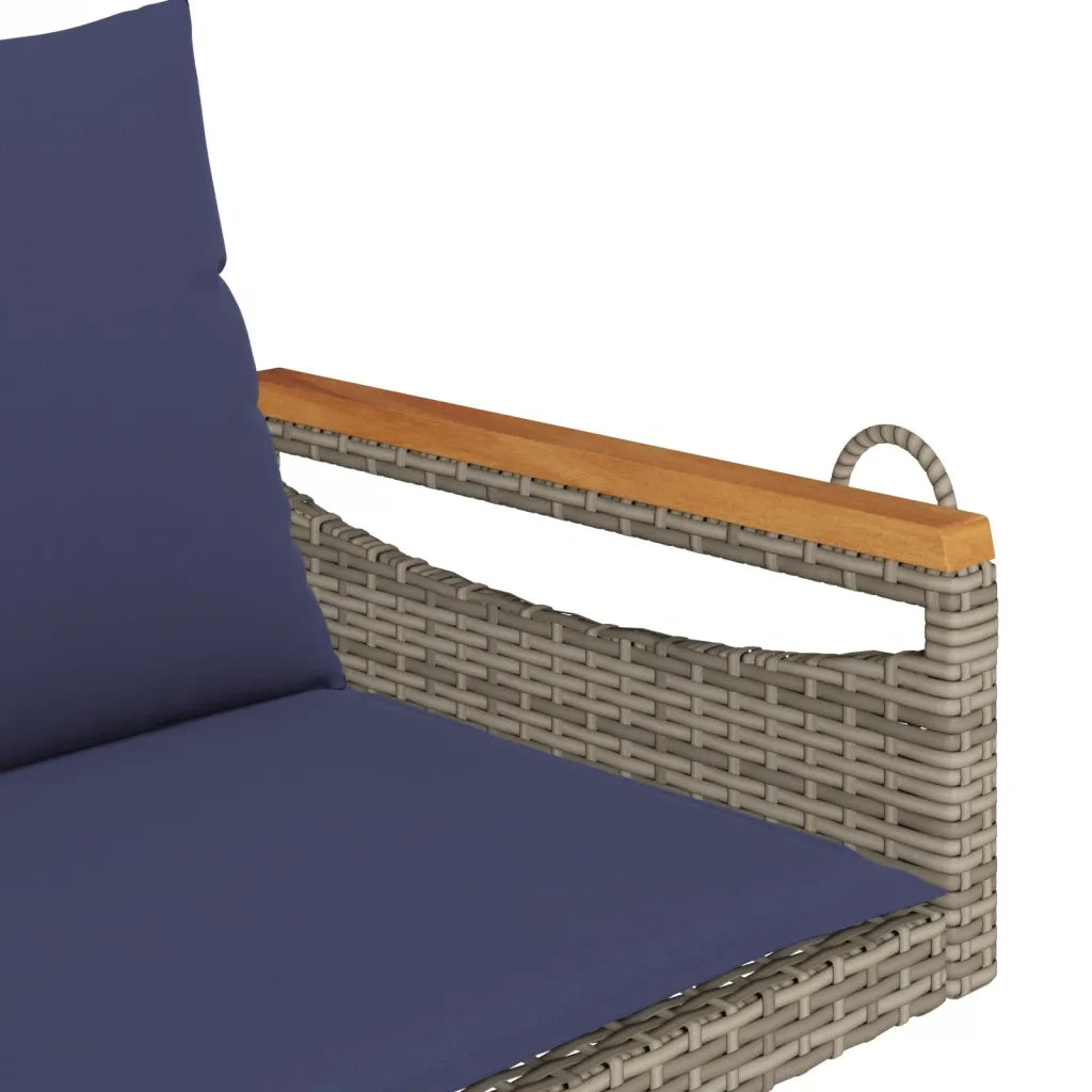 Panchina Dondolo con Cuscini Grigia 109x62x40 cm in Polyrattan 368150