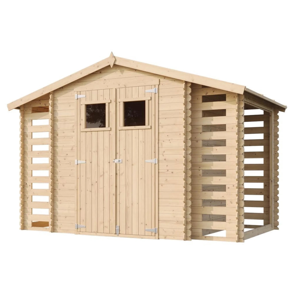 TIMBELA M391 Casetta da Giardino in Legno - 3,53 + 0,97+0,97 m2