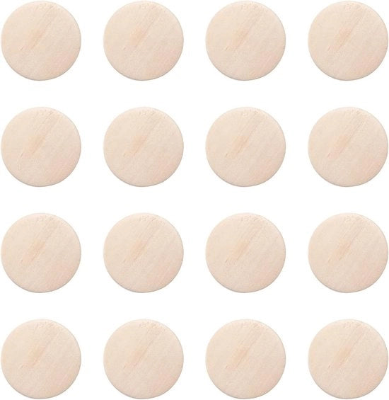Set di 50 perle di legno rotonde piane in naturale, non lavorate, da 25 x 5 mm per progetti di artigianato creativo e creazione di gioielli