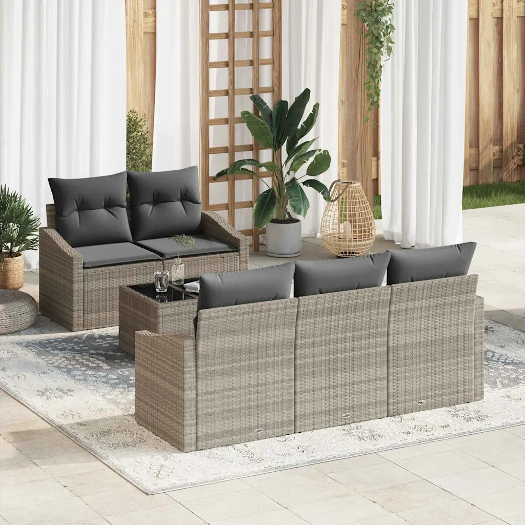 Set di divani 6 pcs Grigio chiaro e grigio scuro polyrattan