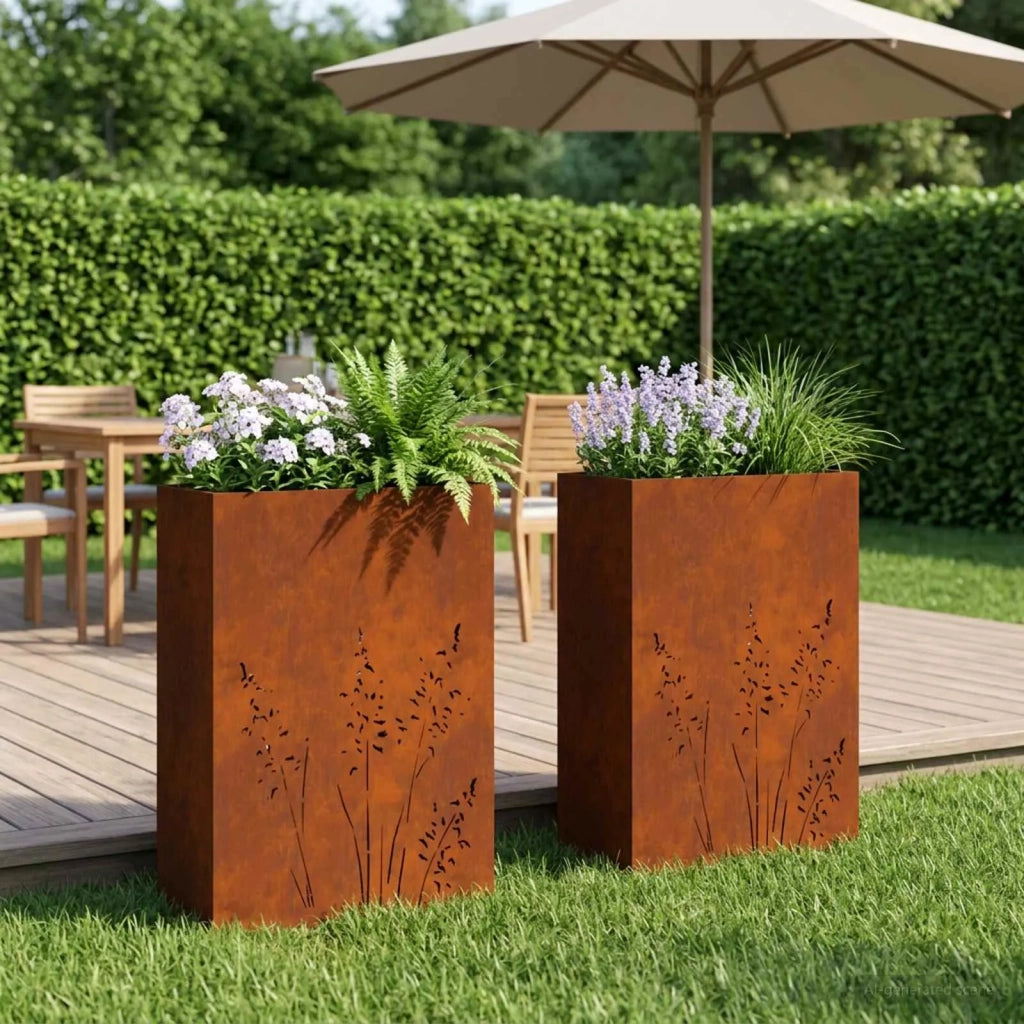 Vaso da giardino 2 pz Ruggine 50 x 30 x 75 cm Acciaio Corten 8005791