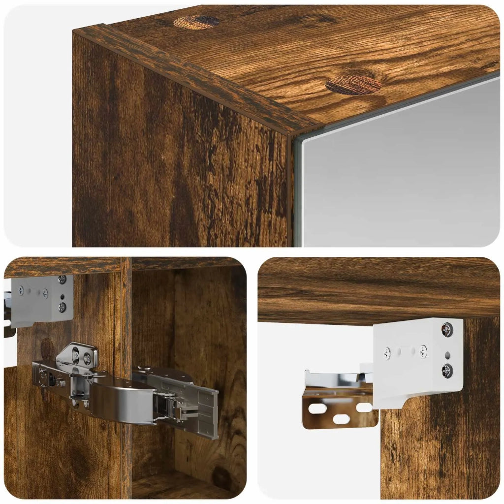 Mobiletto per specchio da bagno Rovere fumé 70 x 14,5 x 70 cm 889091