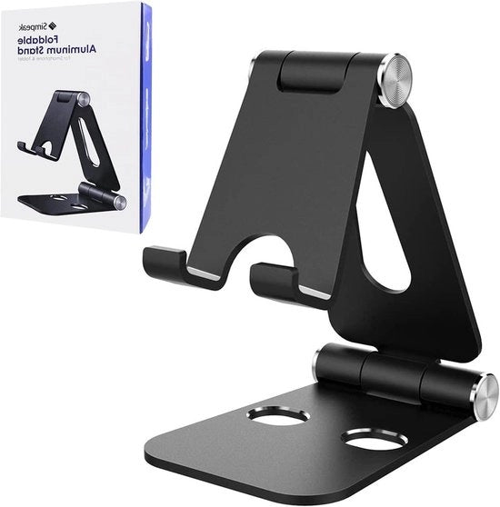 Stand per Telefono e Tablet Opvolutile e Raffreddabile in Alluminio - Compatibile con Dispositivi da 4 a 10 pollici, Nero