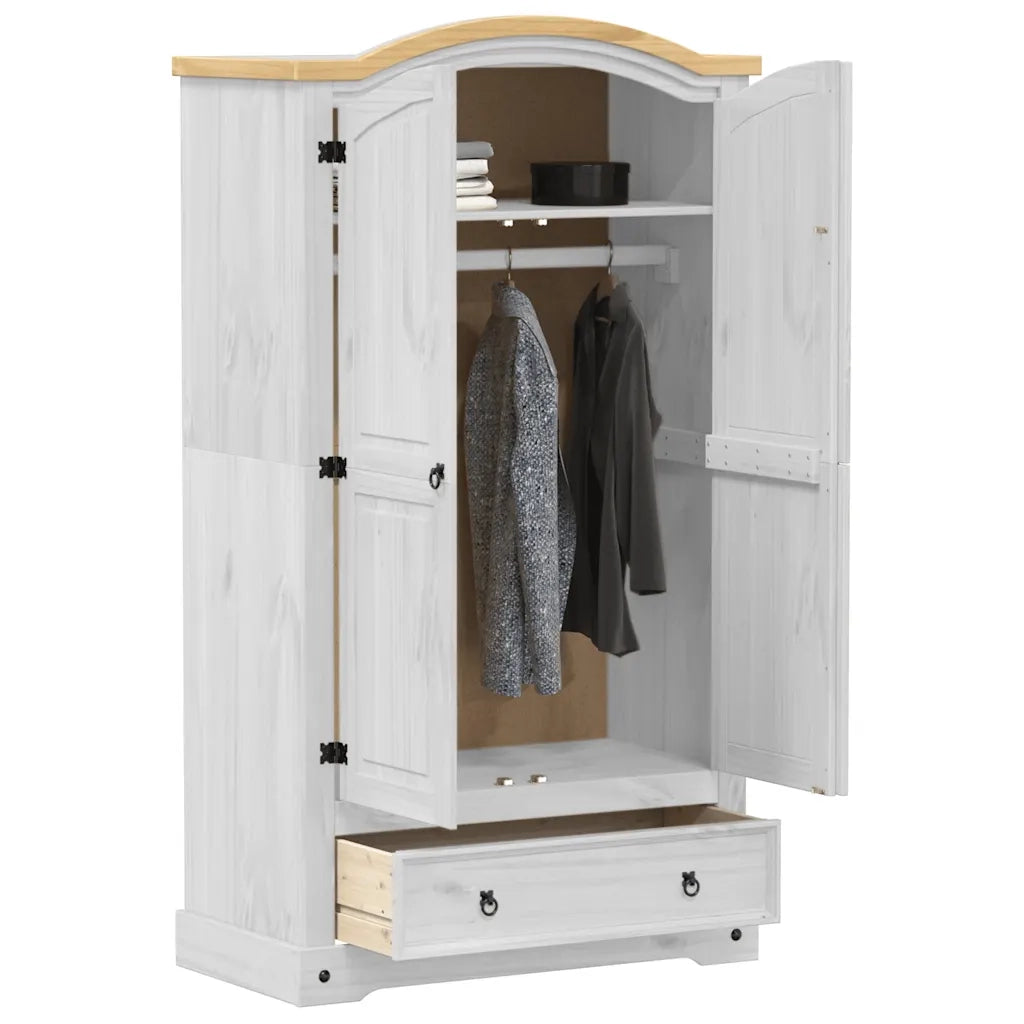 vidaXL Armadio Corona Bianco 102x52x186 cm in Legno Massello di Pino