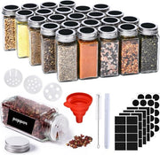 Contenitori a erbe Quadrati 25 pezzo - Contenitori a erbe 120 Ml - Contenitori a erbe con dispositivo di rilascio, contenitore, etichette a erbe, contenitore a erbe e organizzatore per armadi cucina, tende, camper