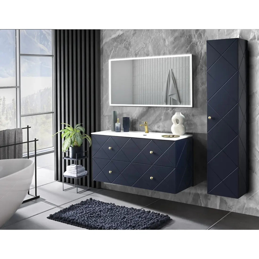 Lavabo incasso ESSEN 120 cm in ceramica bianca lucida