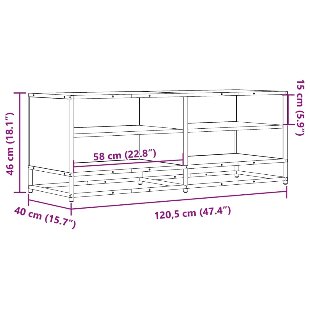 Mobile TV multimediale mensola TV credenza mobile TV sala da pranzo soggiorno camera da letto rovere 120,5 x 40 x 46 cm legno ingegnerizzato e metallo marrone 02_0027159