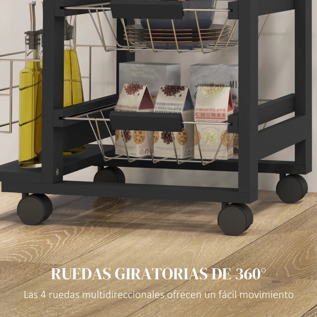 Carrello Multiusos ¨C zephmum ¨C Nero 47x37x83 cm