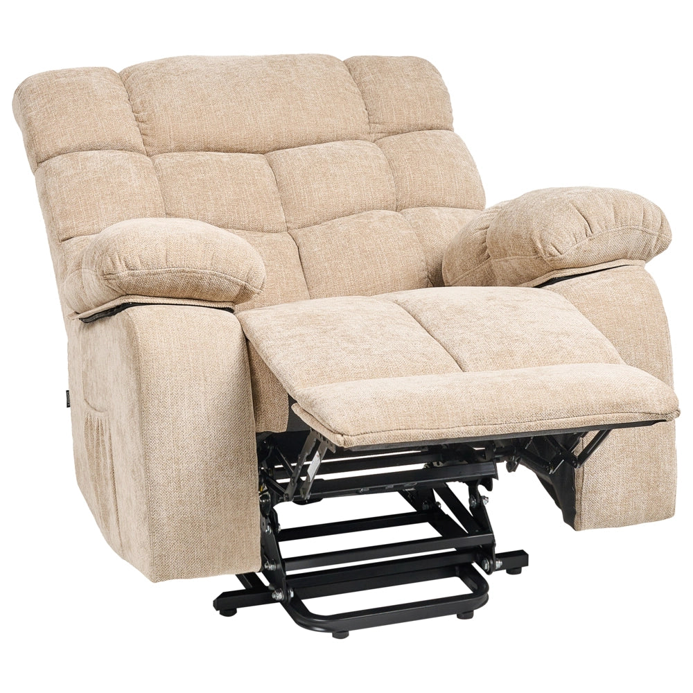 Poltrona reclinabile elettrica Poliestere beige Seduta singola imbottita con poggiapiedi Funzione di sollevamento Design moderno Relax