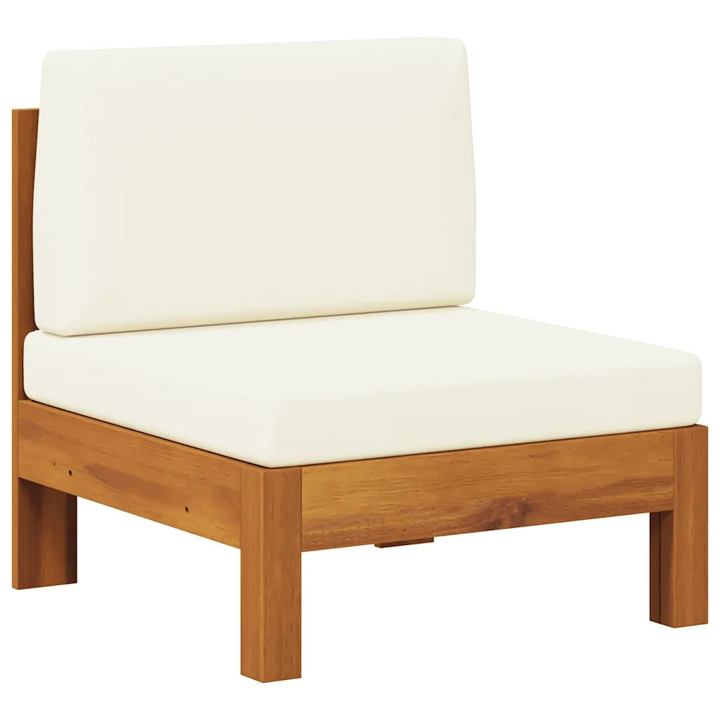 Divano Centrale con Cuscini Bianco Crema in Massello di Acacia cod mxl 76493