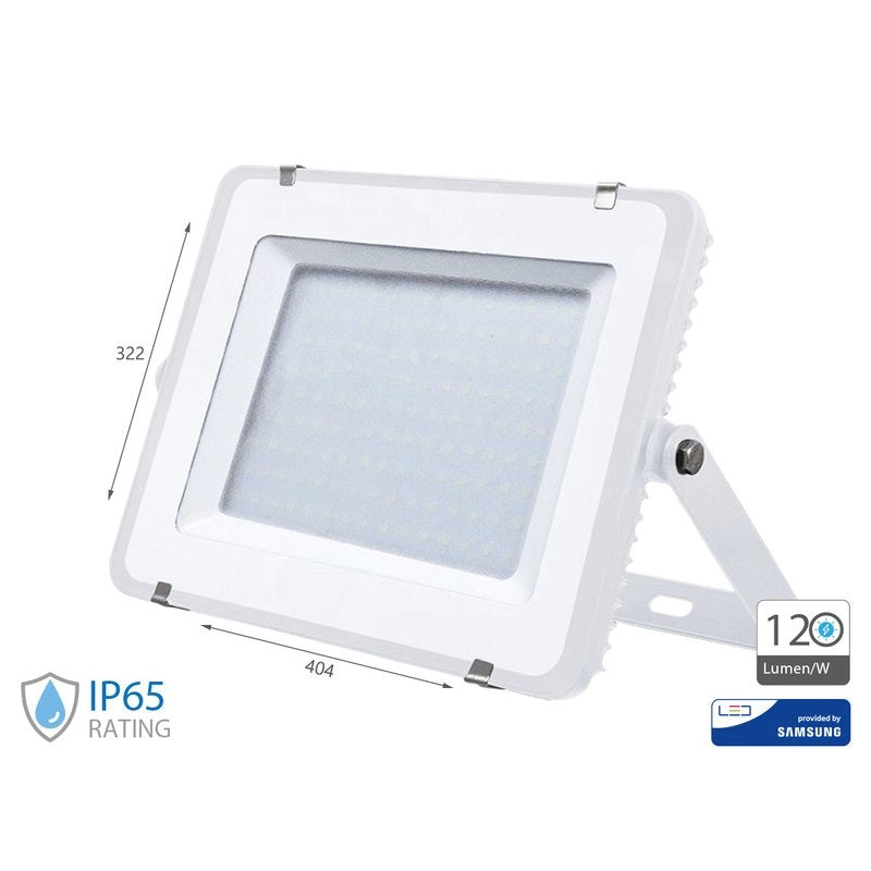 Faro Led Flood Slim Alta Luminosita 120lm/W 150W 18000lm Neutro 4000K Carcassa Bianca IP65 Chip Samsung SKU-774