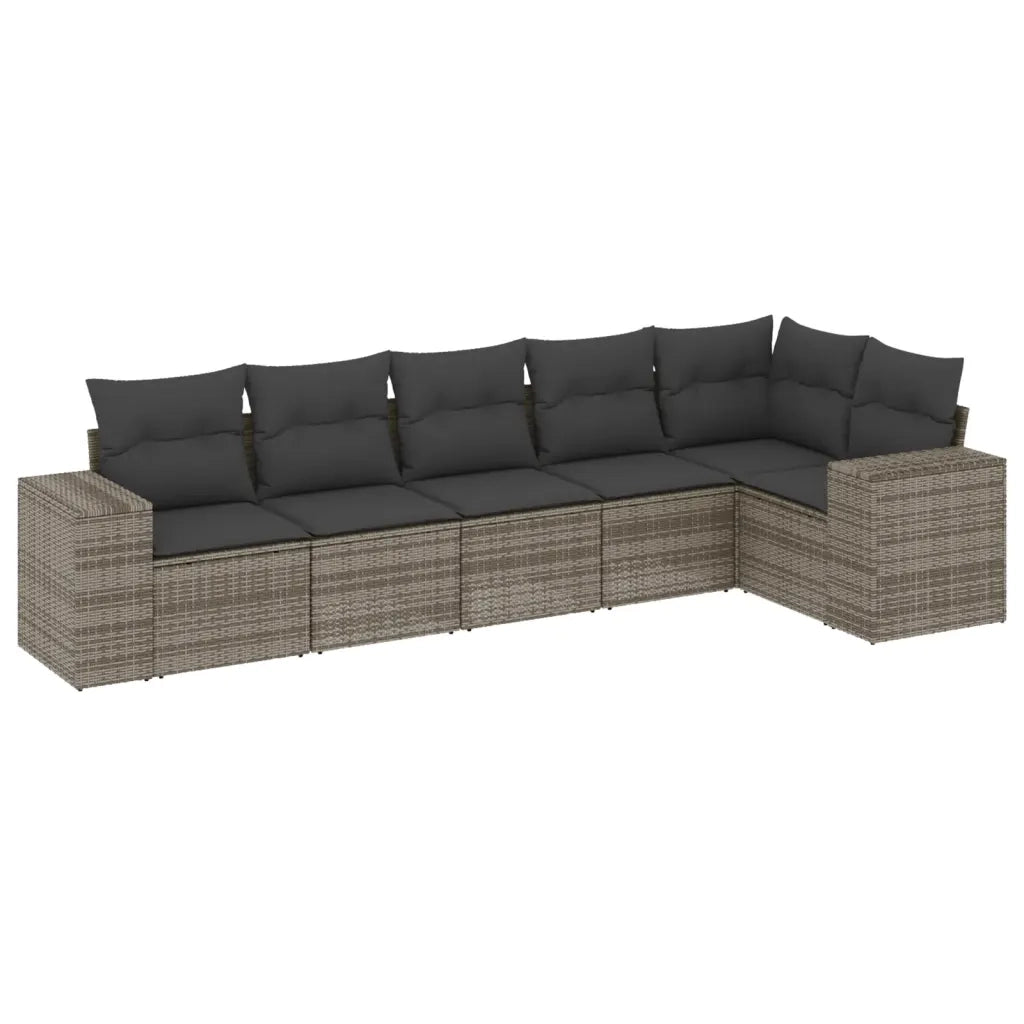 Set Divano da Giardino 6 pz con Cuscini Grigio in Polyrattan 3254927