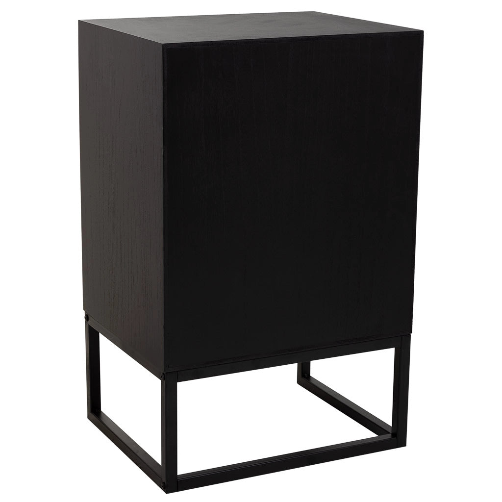 Comodino in legno e metallo con 1 cassetto e 1 porta marrone 44x36x67