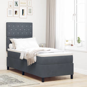 Letto a Rete con Materasso e LED Grigio Scuro 80x200 cm Velluto