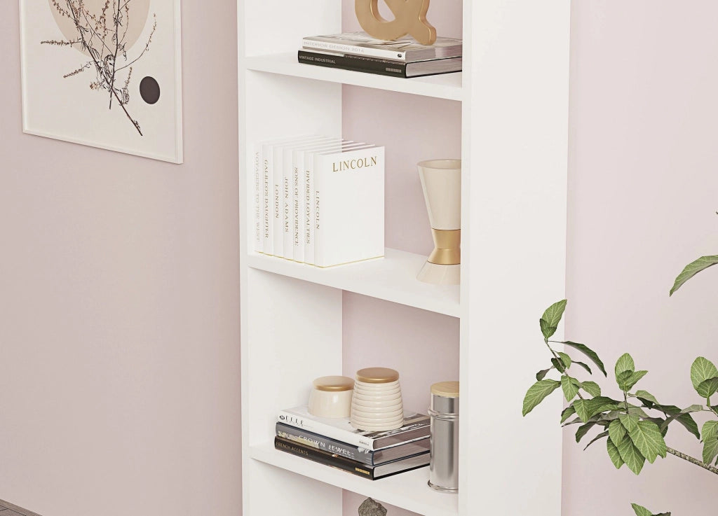 Biblioteca Piubega, Libreria 5 Ripiani, 50x20x160h cm Bianco