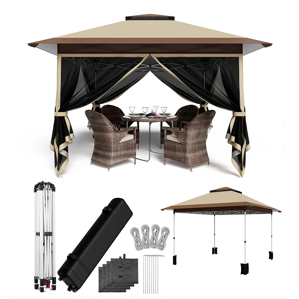 Gazebo Pieghevole One Touch 3.6x3.6 Metri Rivestimento Impermeabile e Resistente