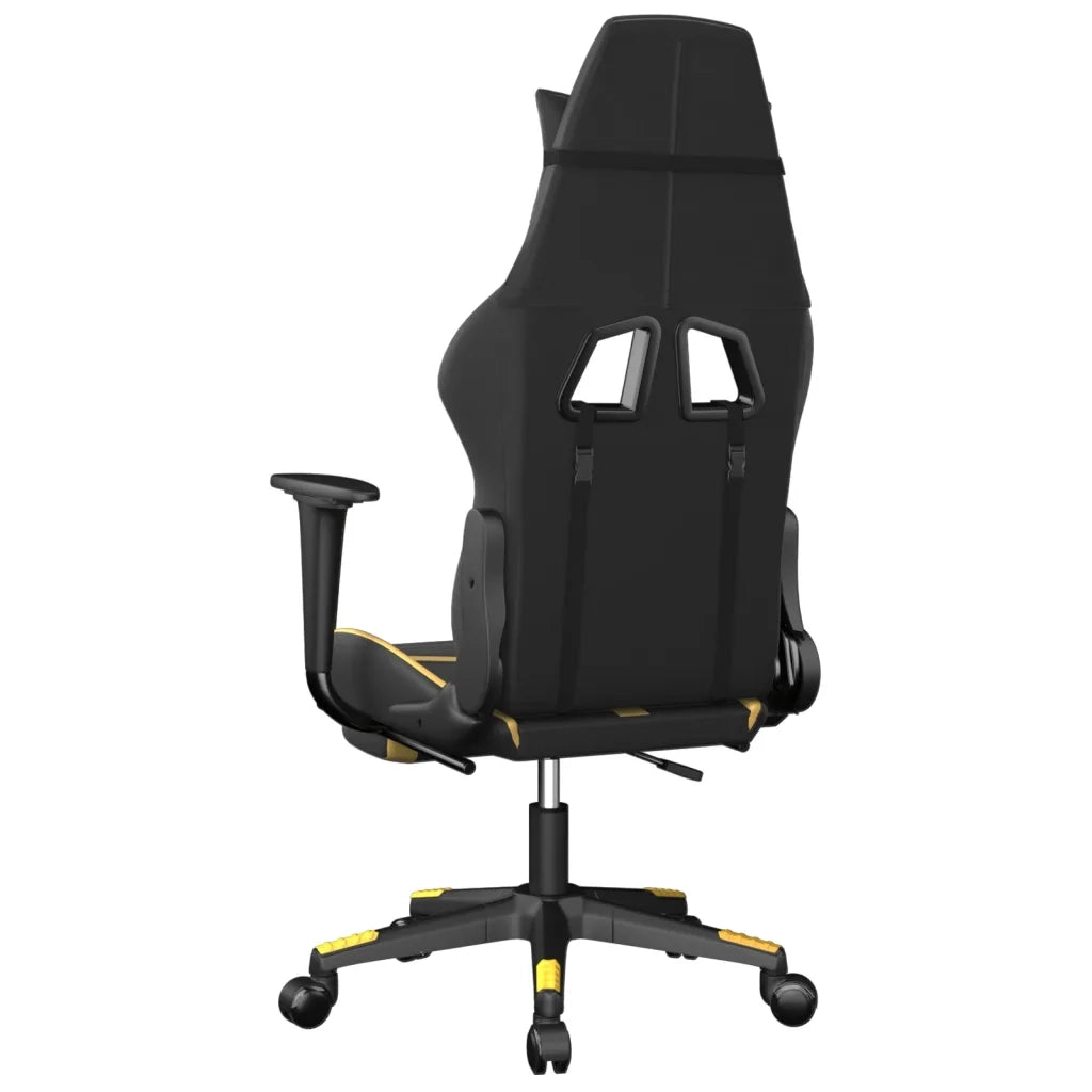 Sedia da Gaming | Sedia da e-sports con Poggiapiedi Nero e Oro in Similpelle