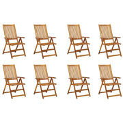Sedie da Giardino Pieghevoli con Cuscini 8 pz Massello Acacia 3075067