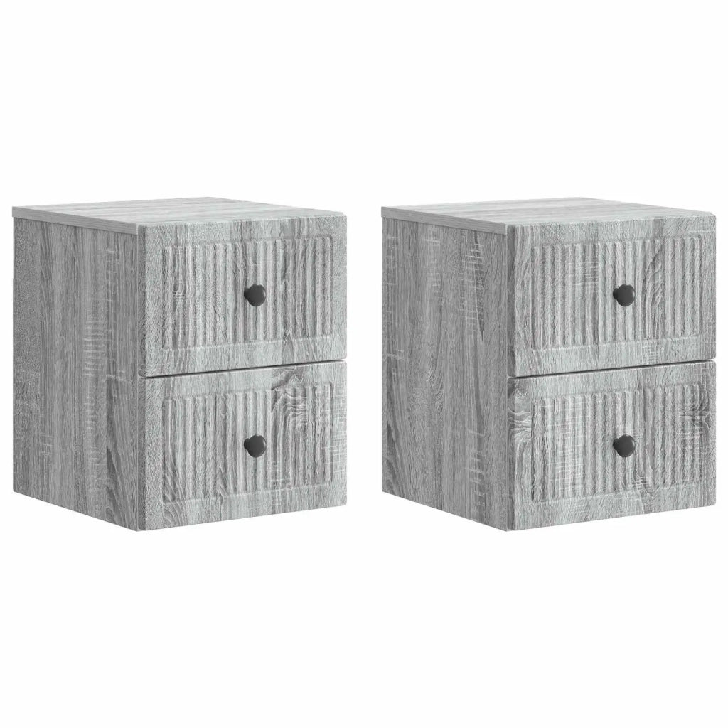 Mobiletto da notte a muro 2 pcs Grigio Sonoma 33 x 34,5 x 40 cm 897968