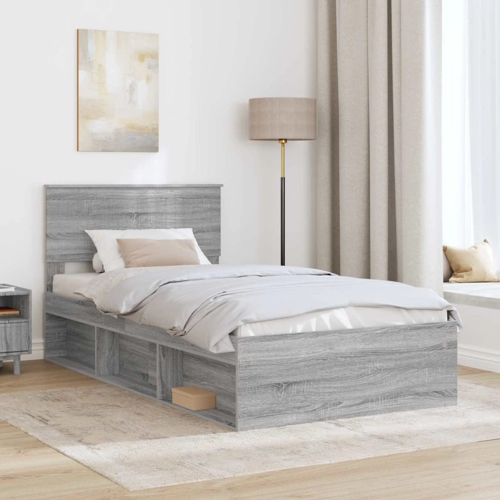 Struttura del letto Grigio Sonoma 100 x 200 cm Pino massello
