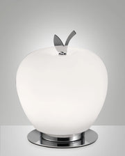 Lampada da Tavolo Wendy 8W LED Integrato 3000K Bianco e Cromato, Regolazione Luce al Tocco, Vetro Soffiato - Design Moderno