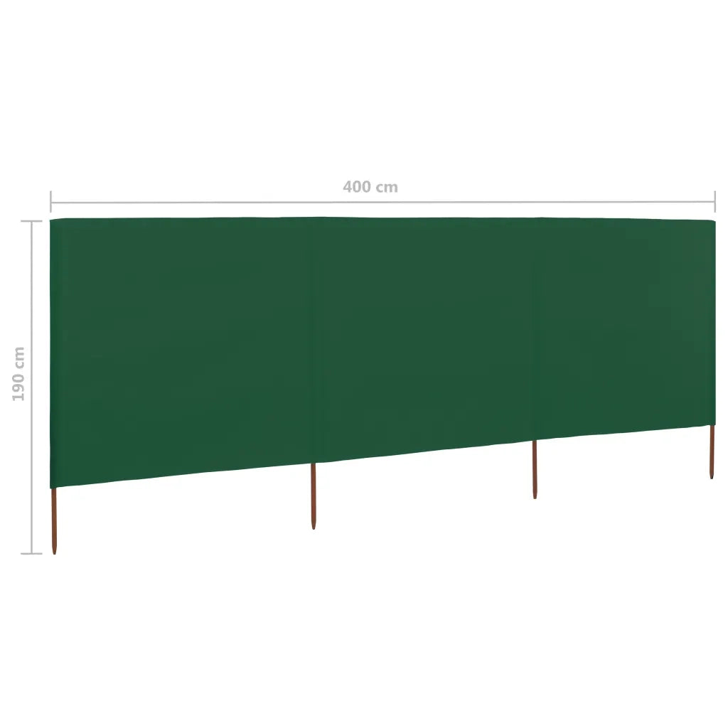 Paravento a 3 Pannelli in Tessuto 400x160 cm Verde CFW9550684