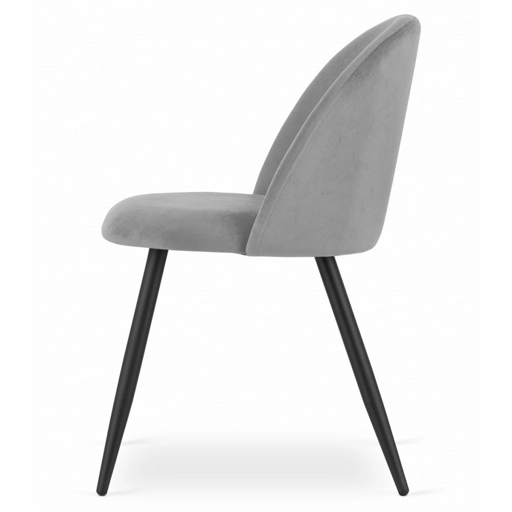 Set di 2 sedie Bello in velluto grigio con gambe nere