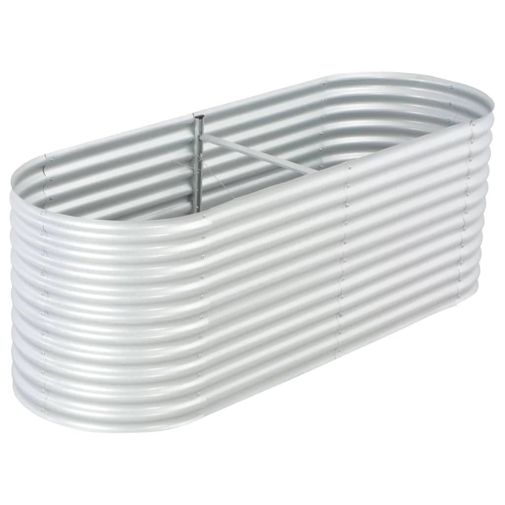 Fioriera rialzata per piante e fiori giardino 240 x 80 x 81 cm acciaio zincato argento 02_0001022