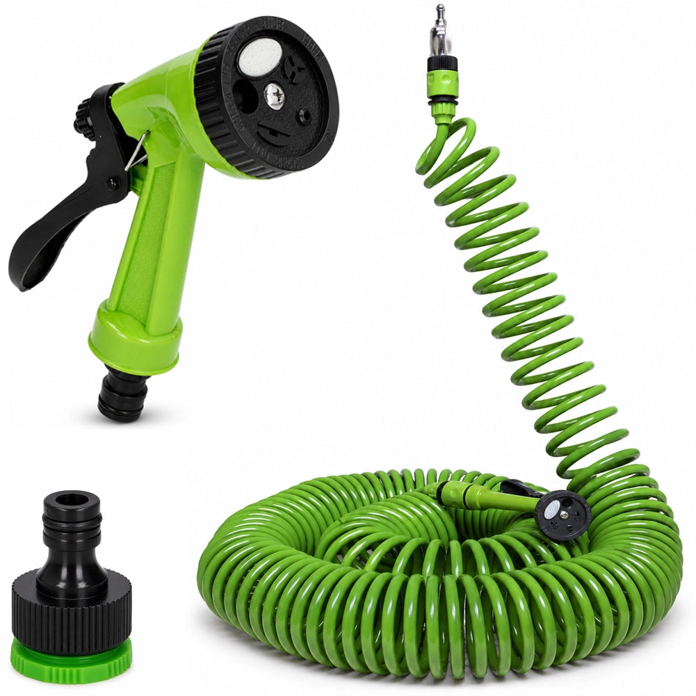 Tubo Estensibile Giardino 30mt con Pistola Irrigazione 4 Getti Terrazzo Piante Fiori
