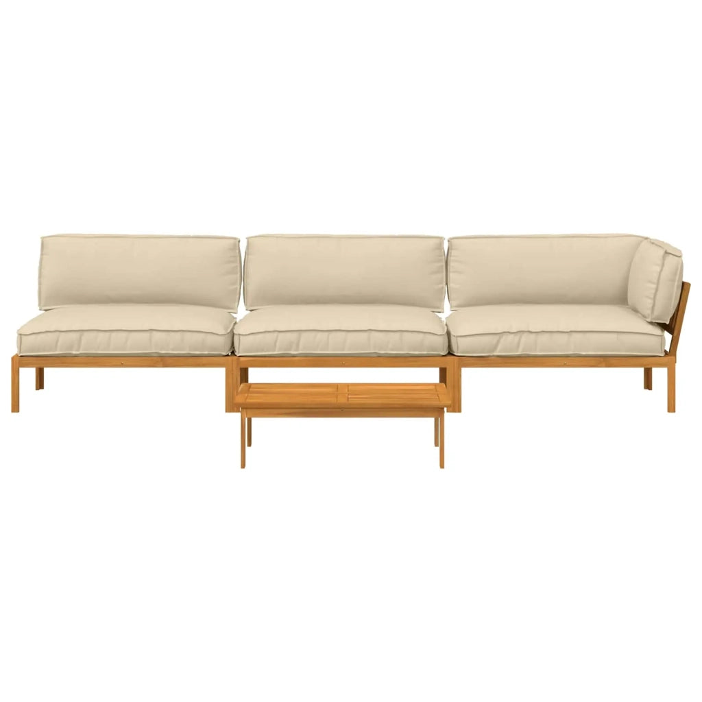 Set di divani con cuscino 4 pcs Beige Legno di Acacia Massello 3418487