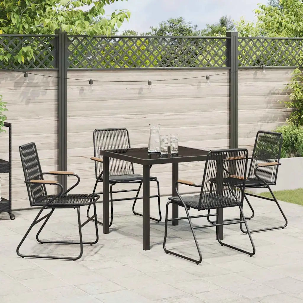 Set da Pranzo per Giardino 5 pcs Nero