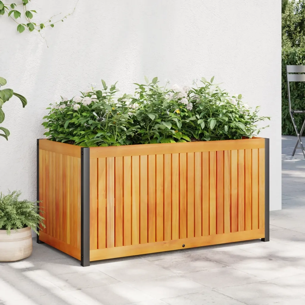 Fioriera da Giardino 85x45x44 cm in Legno Acacia e Acciaio