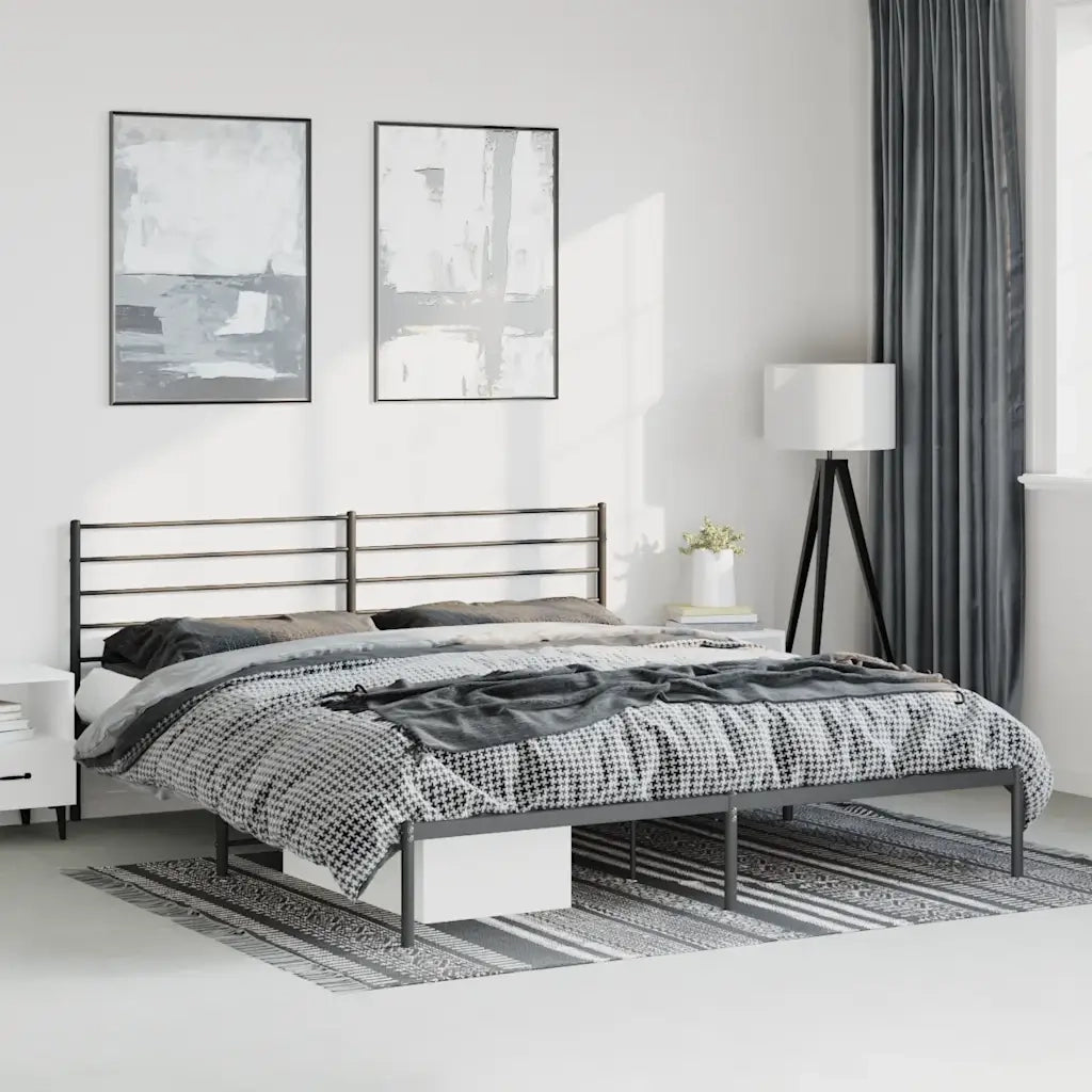 Giroletto con Testiera in Metallo Nero 193x203 cm