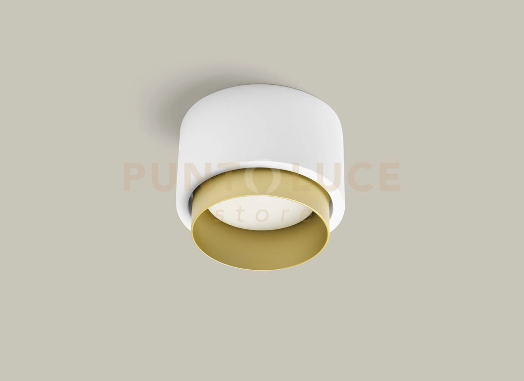 SYME lampada da Soffitto 1 Luce attacco GX53 Tonda ottone in gesso e alluminio d.9-11cm