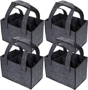 Porta bottiglie 6 contenitori - materiali vegetali - riutilizzabile - borsa uomo - bottiglie birra - bottiglie vino - lavabile - grigio (25 x 18 x 16 cm)