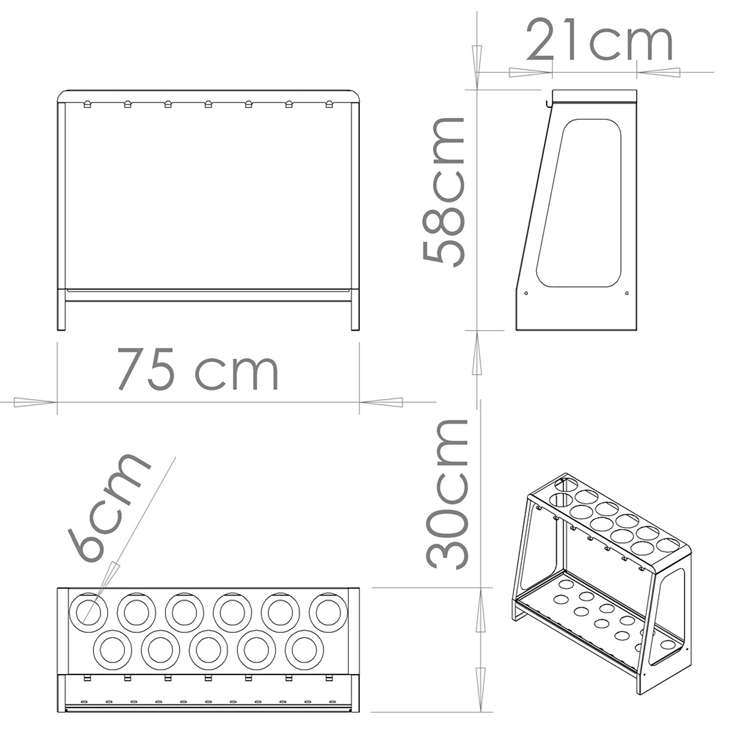 Portaombrelli Design Moderno Rettangolare Capienza 17 Ombrelli in Acciaio Antracite