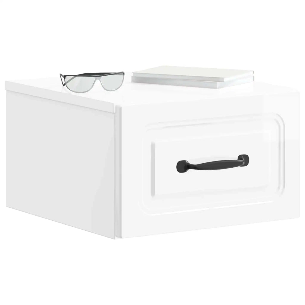 Mobiletto da notte a muro 2 pcs Bianco Lucido 34,5 x 33 x 20 cm