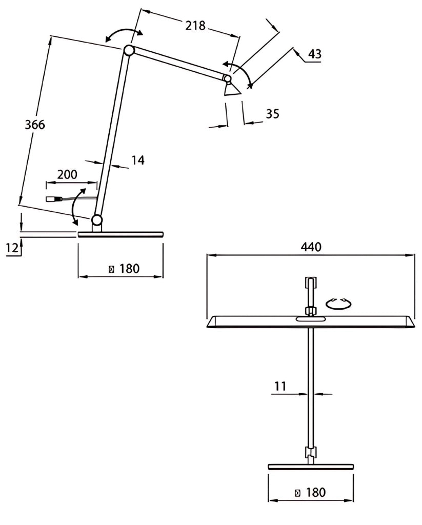 Lampada da Tavolo Beba LED 12W Antracite, Tecnologia CCT 3000K-4000K-6000K, Struttura in Alluminio e Metacrilato, Dimmerabile a Tatto - Beba