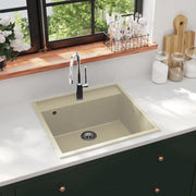 Lavello da Cucina con Foro Troppopieno Beige in Granito cod mxl 70263