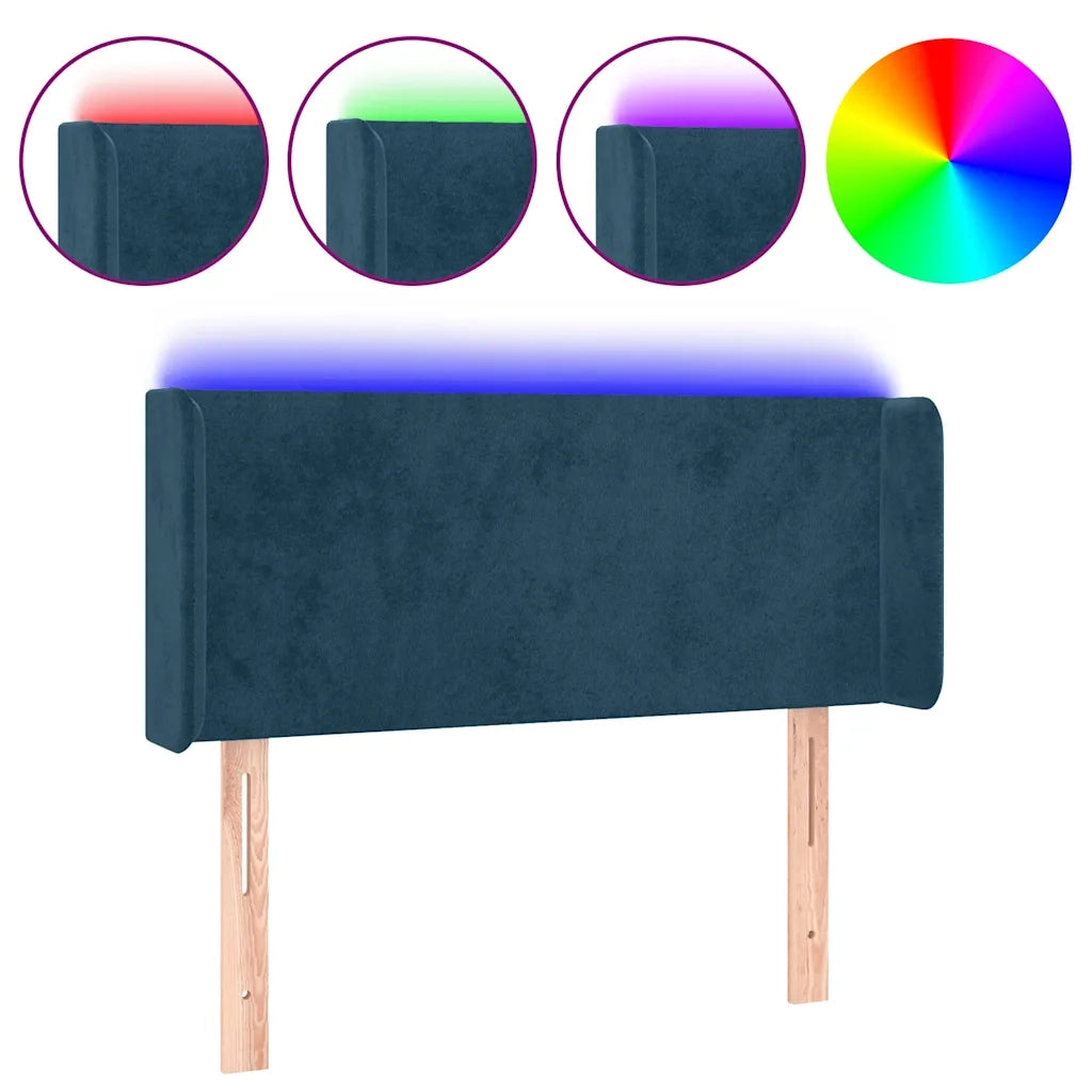 Testiera a LED-Testata con LED Blu Scuro 103x16x78/88 cm in Velluto 386933