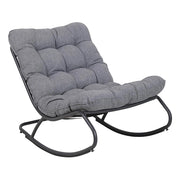 Poltrona a dondolo VIBE giardino con cuscino acciaio nero grigio 115 cm