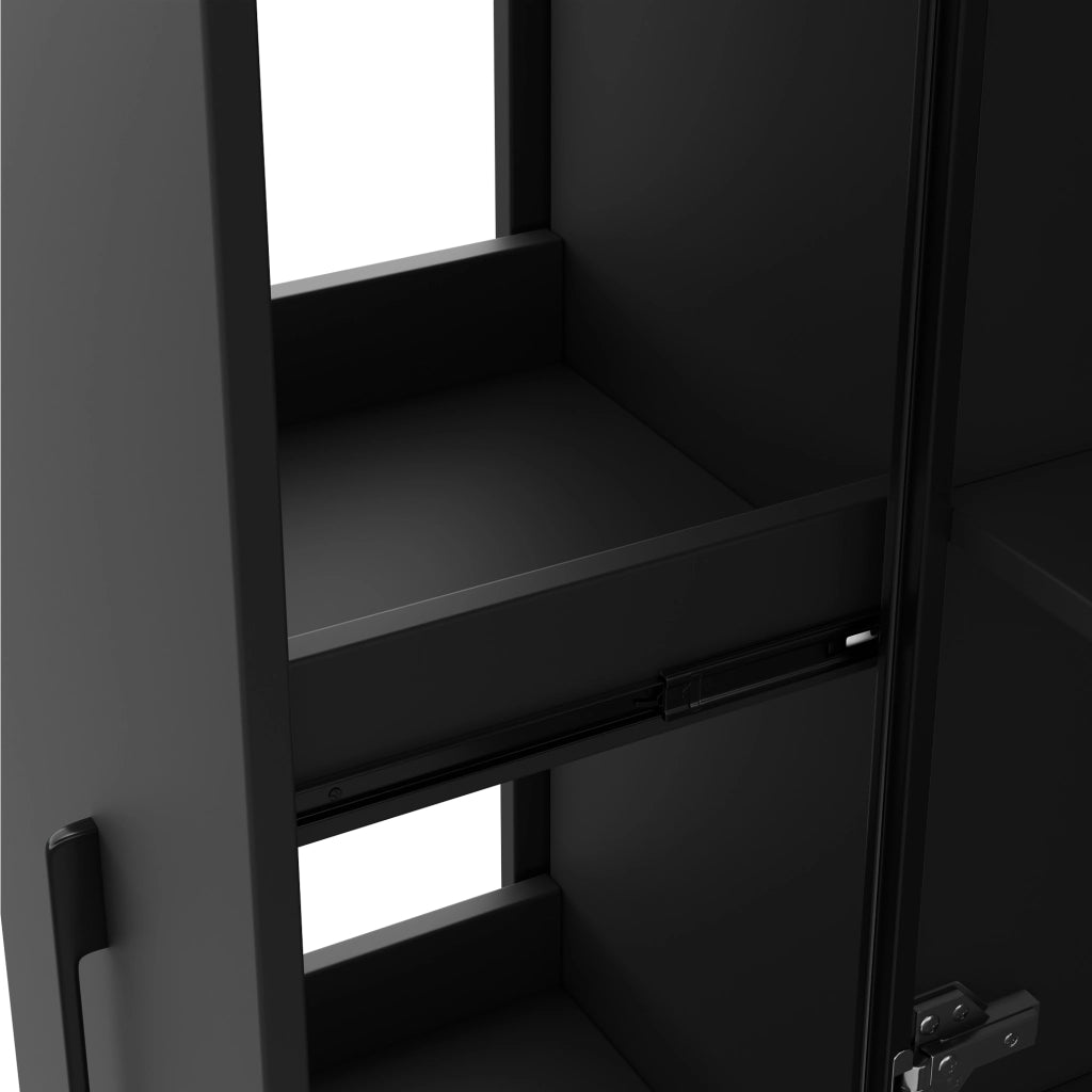 Vetrina in vetro 70×38×160 cm con ripiani estraibili, LED multicolore, MDF e vetro, colore nero