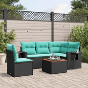 Set Divani da Giardino 6 pz con Cuscini Nero in Polyrattan 3224566