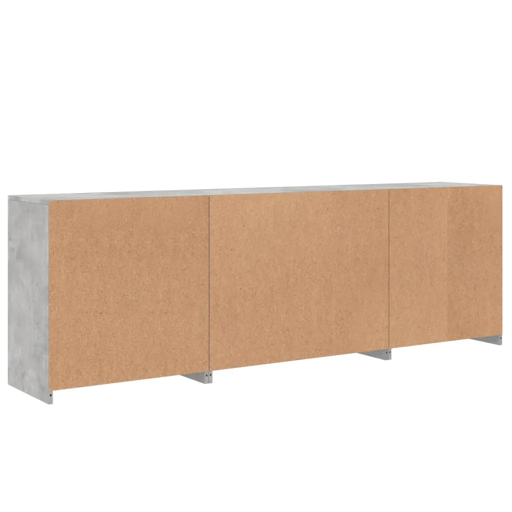 Credenza con Luci LED-Buffet-Armadio da cucina Grigio Cemento 202x37x67 cm