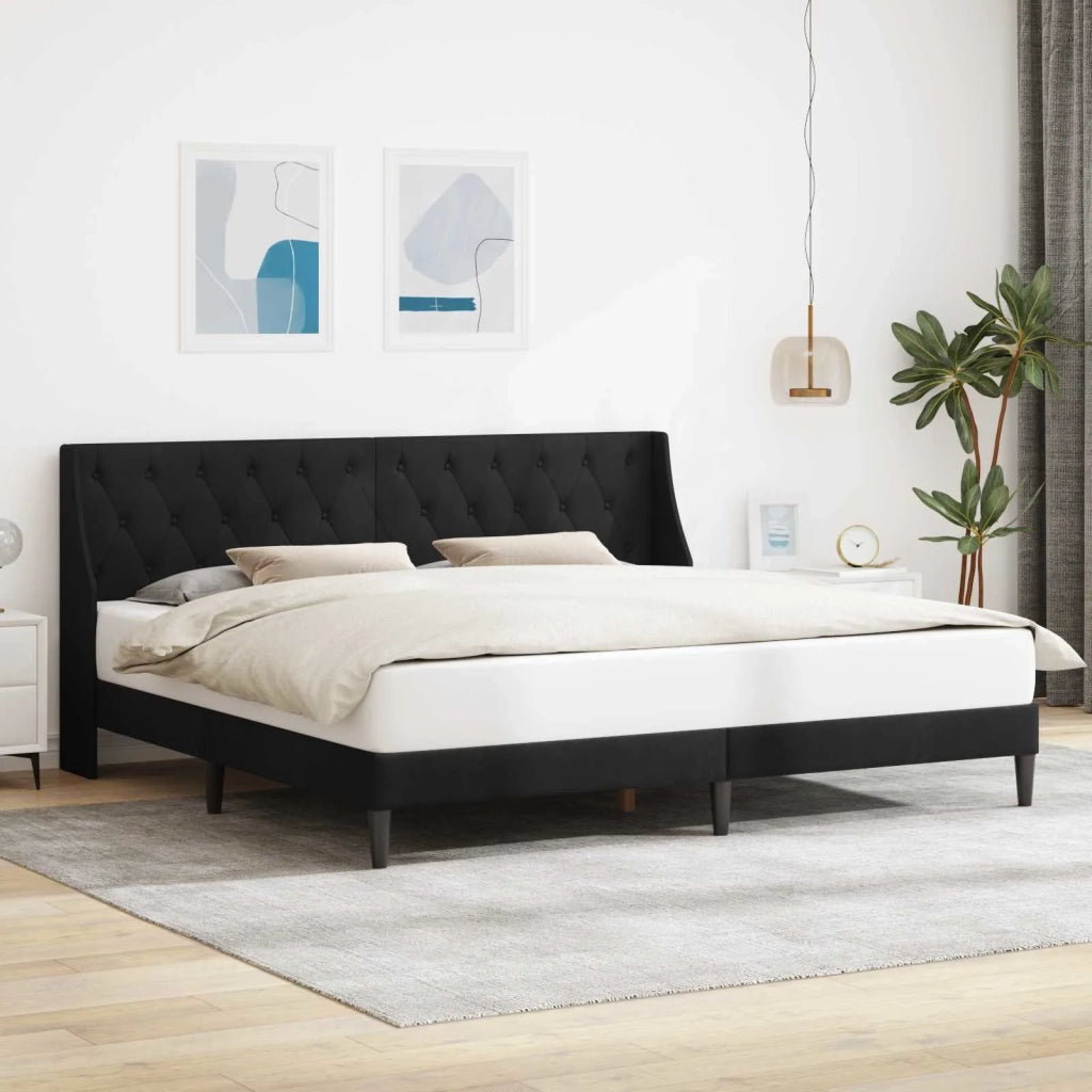 Struttura del letto con testiera-Giroletto Nero 200 x 200 cm Velluto 164337