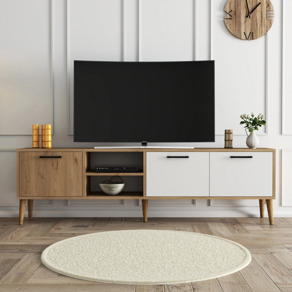 Porta TV in legno "Exxen" - 180 x 35 x 53 cm - Bianco