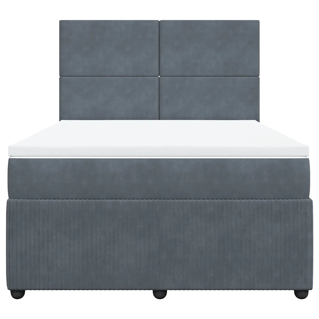 Giroletto a Molle con Materasso Grigio Scuro 140x200 cm Velluto
